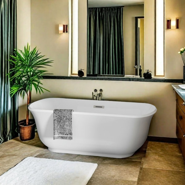 Livaca Eco-Friendly Acrylic Alcove Freestanding Soaking Bathtub, Anti ...